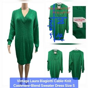 VINTAGE Laura Biagiotti Cable-Knit Cashmere Blend Sweater Dress Size S
